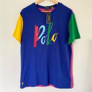 NWT Polo Ralph Lauren Colourblock T-shirt Colour Block Painted Paint Logo Multi